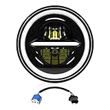 MONDEVIEW 7” LED-Scheinwerfer Für Motorräder mit E-Nummer Zertifikat 6000K+4300K 400W 40000LM Chrom DRL Angel Eye Ultra Classic Electra