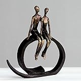 Casablanca Deko Skulptur Figur - Statue Paarfigur aus Kunstharz - Geschenk Geburtstagsgeschenk - Farbe: Bronze Schwarz- Höhe 35 cm
