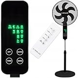 U-SMILER Ventilator mit Fernbedienung, Ventilator Leise 55W, 6 Klingen, 90° Oszillation, 3 Geschwindigkeiten, LED, Timer 4h, Standventilator, Bodenventilator, Schlafzimmer Kühlung, Schwarz