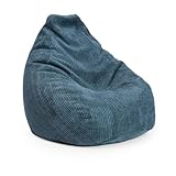 Lumaland Gaming Sitzsack XXL aus Cord | Gaming Sessel für Erwachsene & Teenager | Komfortabler Bean Bag 135 x 100 cm [Dunkelblau]