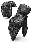 INBIKE Motorradhandschuhe Herren Leder Damen Winter Motorrad Handschuhe CE Thermo Warm Winterhandschuhe Schwarz L