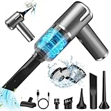 Handstaubsauger, 12000Pa Akku Handstaubsauger Kabellos Mini Staubsauger mit Gebläse Funktion, 2 in 1 Autostaubsauger Tragbar Leicht mit Typ-C Schnellladung & Waschbarem HEPA-Filter für Auto & Zuhause