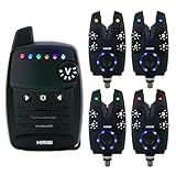 Hirisi Tackle Karpfen Bissanzeiger Set mit Funk-Fernbedienung, 6 einstellbare Farben, Empfindlichkeit, Lautstärke & Ton, inkl. Lanyard (FBA-S4-4)