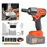 DayPlus Akku-Schlagschrauber 1/2 Zoll Set mit 21V 1 x 6.0Ah Akku 450Nm Hochdrehmoment, Schlagschrauber Nüsse 4 Stecknüsse, 14/17/19/22mm, 2-Gang Einstellbar Drehschlagschrauber mit Koffer, Orange