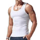 Ahigh Unterhemd Herren, Tank Top Herren Unterhemden, Tanktops männer weiß, ärmellos Muskelshirtst Männer Sportunterhemden Feinripp für Fitnessstudio und Bodybuilding L