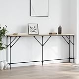 Qnhdfrt Konsolentisch Sonoma-Eiche 180 cm Beistelltisch Flur Tisch aus Holzwerkstoff und Metall mit verstellbaren Beinen für Wohnzimmer Eingangsbereich