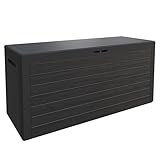 Casaria® Gartenbox 280L UV-beständig Griffmulden Verschlussvorrichtung Balkon Terrasse Wohnzimmer Wintergarten Kissenbox 120x46cm Holz-Optik Anthrazit