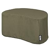 DreamRoots Cord Hocker 54x36x35 cm - Bequemer Fußhocker & Sitzwürfel, vielseitig als Sitzgelegenheit, Beistelltisch & Bodenkissen, Halbmond, Hellgrün