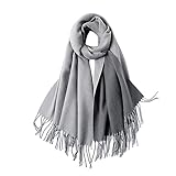 MaaMgic Schal Damen Pashmina Stola Warm Zweifarbig mit quasten/fransen Tücher für Frauen Abendkleider Hochzeit Festlich xxl Schals Herbst Winter Einfarbig Deckenschal MEHRWEG