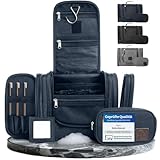 Obics Kulturbeutel Herren & Damen Gross blau 8L XL - Kulturtasche zum Aufhängen & mit Spiegel - Kosmetiktasche mit Henkel hängend - Beauty case groß - Waschtasche 10 Fächer für Camping Reisen