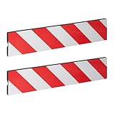 Relaxdays Garagen Wandschutz 2er Set, 50x10 cm, selbstklebend, Für Ecken, Garagentürschutz reflektierend, EVA, rot-weiß
