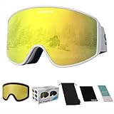 OUTDOOR SPARTA Skibrille Snowboardbrille für Damen und Herren mit 2 Magnetische Wechselglas und Hülle Anti-Fog UV-Schutz Helmkompatible