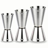 Cocktail Messbecher Set - 3er Pack, Dual Spirit Measure Cup - Cocktail Messbecher - Edelstahl Barmaß für perfekte Cocktails - Präzise Skala für Bars und Zuhause (30/60 ml & 25/50 ml & 15/30 ml Set)