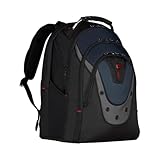 WENGER Ibex Laptop-Rucksack, Notebook bis 17 Zoll, Tablet bis 10 Zoll, 23 l, Damen Herren, Business Uni Schule Reisen, Schwarz/Blau, 600638