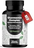 Glucosamin Kapseln Komplex Hochdosiert - 120 Kapseln - Mit MSM, Weihrauch, Pinienrinde, Vitamin C & Mangan - Produziert in Deutschland - Glukosamin Komplex - Verpackung kann variieren