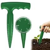 Milifox 2 Stück Blumenzwiebelpflanzer,Pflanzhilfe für Blumenzwiebein mit Tiefenmessung,Pflanzensämaschine,Zwiebelpflanzer für Pflanzen von Samen und Zwiebeln,Pikierstab für Gartenliebhaber,Grün