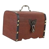 Hohopeti Vintage Holz Schatztruhe mit Schloss Spardose und Schmuckaufbewahrung Kompakt und Tragbar Sicher Verschließbar Rustikale Dekoration für Kinderzimmer und Zuhause