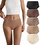 SHARICCA Nahtlos Slips Unterwäsche Damen Hohe Taille Bequeme Seamless Hipster Slips No Show Unterhosen Damen Panties Mehrpack (Mehrfarbig-5P01-L)