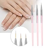 Nail Art Stift 3 Stück Nail Art Punktierung Stift Zeichenwerkzeug Nagelbohrer Zeichenpinsel für Marmorierwerkzeuge Set Griff (PINK)