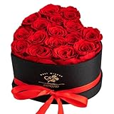 SHOKUTO 16 Stück Ewige Rosen in Herzbox Rosen - Ewige Blumen-Geschenkbox Geschenke für Frauen zum Valentinstag, Muttertag, Weihnachten, Geburtstag, Hochzeitstag (Rot)