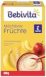 Bebivita Milchbrei Früchte (4x500g), ab 5. Monat, ohne Zuckerzusatz, gut sättigend