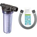 Gardena Pumpen-Vorfilter für Wasserdurchfluss bis 6000 l/h: Effektiver Filter für Gartenpumpen und Hauswasserautomaten, mit Filtereinsatz (1730-20) & 01729-20 Gartenarbeit, Grau, 20 x 20 x 30 cm