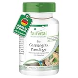 Fairvital | Bio Gerstengras Presslinge - 180 Tabletten - Hoch bioverfügbar - qualitätsgeprüft und hochdosiert - 100% vegan - Made in Germany