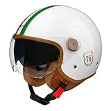 VVPEC Retro Motorrad Halbhelme Motorradhelm Für Herren Und Damen DOTECE-Zertifizierung Jethelm Schutzhelm mit Doppelvisier Halbschalenhelm Für Bike Cruiser Moped Scooter Helm(7,L=59~60cm)