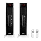 Aigostar Energiesparend Heizlüfter mit Thermostat Heizung, 2000W PTC Keramik Heizlüfter mit Fernbedienung, 70° Oszillation, 4 Modi, 24H Timer, LED-Anzeige, Überhitzungs- & Kippschutz, Weiß, 2 Stück