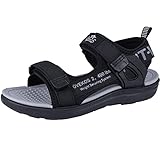 Minbei Kinder Sandalen Jungen Sommer Wasser Sommerschuhe Sandals für Boys Sport Outdoor Trekking Peeptoe Mit Klettverschluss Schwarz Grau 34