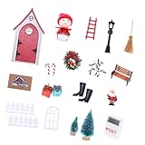 Weihnachtsszene, Puppenhäuser-Zubehör mit Miniatur-Zwergen und Feentür-Dekorationen, pädagogisches Spielmöbel-Set