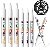 Honosen 6 Stück Reifenstift Weis Wasserfest, 1mm & 3mm Wasserfest Acrylstifte, Marker Stifte für Metall, Automobil Reifen Malwerkzeuge, Autoreifen, Glas, Metall, Stifte für Autoreifenbeschriftung