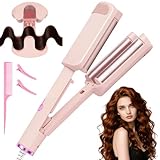 LOPHE Welleneisen Für Haare, 32mm Beach Waves Lockenstab 4 Temperatureinstellungen, Welleneisen Kreppeisen für die Haare, Wellenstab für Lange Kurze Haare, Alle Haartypen, Rosa