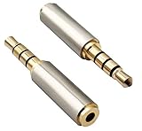 AAOTOKK 3,5 mm Kopfhöreradapter 4 Poliger 3,5 mm Männlich auf 2,5 mm Weiblich Stereo Audiokonverter Metallgehäuse für Headset, Audio Kopfhörer, Mikrofon (2 Stücke-2.5 to 3.5mm F/M)