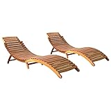 WHOPBXGAD Sonnenliegen 2 STK. Massivholz Akazie Outdoor Gartenliegen Klappbar Wetterfest 184 cm Lounge Möbel für Terrasse Balkon Poolbereich Premium Holz Sonnenbett