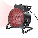 Aufun Elektroheizer Keramik 2000W Heizlüfter mit Thermostat, Bauheizer Bautrockner, Heizstrahler Heizleistung mit PTC Heizelement 3 Stufen, Schnelle Wärme für Wohnung, Büro - Schwarz