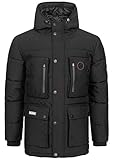 Geographical Norway Albert Men - Warmer Parka Mann Herbst Winter - Breiter Mantel Wasserabweisend Kapuze - Warme Jacke Windbreaker Jacke Männer - Ideal Geschenk (Schwarz M)