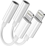 Lightning auf 3.5-mm-Kopfhöreranschluss-Adapter, Apple MFi Zertifiziert, für iPhone 3.5-mm-Kopfhörer/Kopfhöreranschluss, Aux-Audio-Adapter, unterstützt iOS 14, 2 Stück