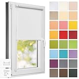 Estika® Rollo für Fenster ohne Bohren - 60cm x 120cm - Weiß - 25 Stoff Farben, Klemmfix Montage, Fenster rollos für innen, Sichtschutz für Fenster und balkontür (60 cm Stoffbreite)