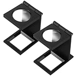 Smomend 2pcs Fadenzähler, Mini Lupe mit 10-facher Vergrößerung, Mini Klapplupe mit Maßstab und Faden Zählfunktion für präzise Arbeiten in der Uhrenindustrie, Juwelierkunst und Näharbeiten