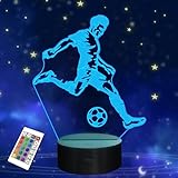 FULLOSUN Fußball Nachtlicht, 3D Optische Täuschungslampe für Fußballfan, Idee Geburtstag Weihnachtsgeschenke für Sportfan Jungen Mädchen mit Fernbedienung 16 Farbwechsel + Dimmfunktion + 4 Blitzmodus