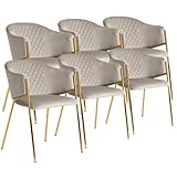 MEBEL ELITE - Esszimmer Stühle in Velourstoff 6er Set - Esszimmerstühle Grau 56 x 77,5 x 55 [cm] - Küchenstühle Modern - Weiche Esstischstühle - Stabile Essstühle, leicht zu reinigen