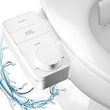 WyldSenc Bidet Einsatz für Toilette, Po Dusch WC Aufsatz, Nicht-Elektrischer, selbstreinigende Doppeldüse für Frontal & Rear Wäsche, Kaltes Wasser, Einstellbarer Druck, 3/8 Zoll