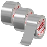 Fyguard 3 Rolle Panzertape, 48mm x 18m Panzerband 210μ Stark Reparaturband Duct Tape Gewebeband Wasserfest Witterungsbeständig zum Reparieren Befestigen Bündeln Verstärken Abdichten (Silber)
