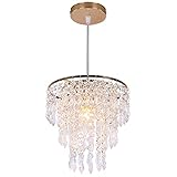 Kleine Gold-Kronleuchter Flush Mount Kronleuchter Deckenleuchten für Mädchen Schlafzimmer Modern Raindrop Crystal Hanging Light Fixture für Flur Esszimmer Kinderzimmer E26