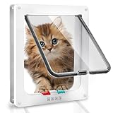 Gowkeey Katzentür, Katzenklappe mit 4-Wege-Schloss, 28 × 25 × 5.5cm Einfache Installation Sicherheits-Haustier-Tür, Wetterfeste Katzentür, Cat Klappe Tür Haustierklappe (XL)