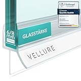 Vellure® Duschdichtung - NEU Premium Dichtung Dusche Glastür - Langlebige Duschtürdichtung unten, Gummilippe für Duschtüren (1x für Glasstärke 6mm - Universallänge bis 100cm)