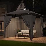 TRIUMPHKEY Pavillon 3x3 Wasserdicht Stabil Winterfest, Garten Pavillion mit seitenwänden, UV-Schutz 50+, Plane Gartenlaube, Metallrahmen Pavillon, Patio Gazebo, Grau