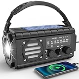 Nigecue 20000mAh Solar Radio, Tragbar Kurbelradio Dynamo Radio Notfallradio mit AM/FM, Eingebaute Wiederaufladbare Batterie, LED Taschenlampe, LED Leselampe, SOS-Alarm für Notfall Ourdoor