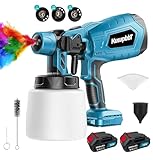 Akku Farbsprühsystem, Ultra-leichte Elektrische Farbsprühgerät mit 1000ml Farbbehälter, 3 Düsen & 3 Sprühmustern - Ideales Farbspritzpistole für Möbel, Schränke, Zäune, Wände, Türen（mit 3.0Ah Akku） ﻿﻿